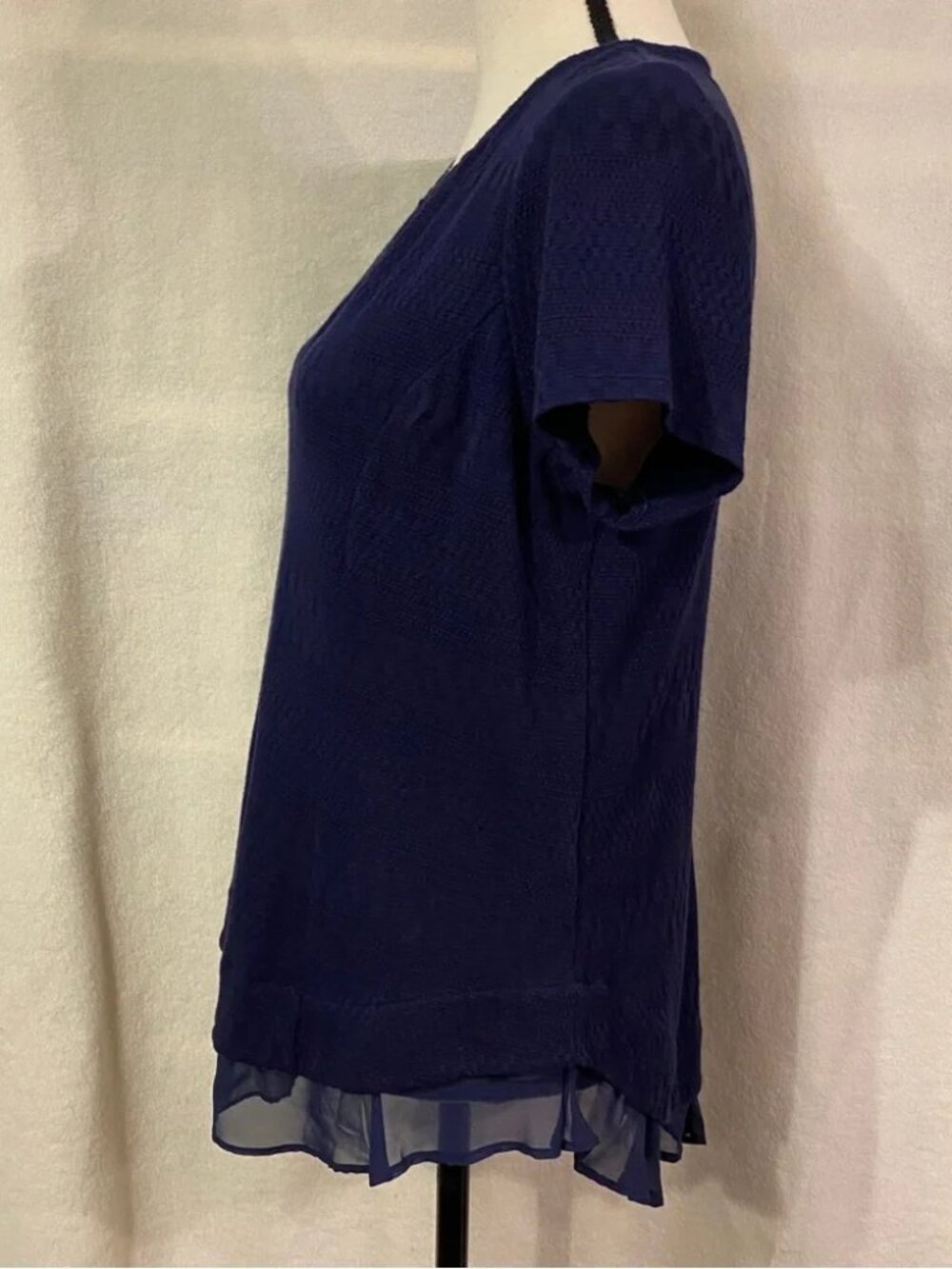 Anthropologie Deletta navy blue Soledad chiffon-trimmed top - Picture 5 of 12